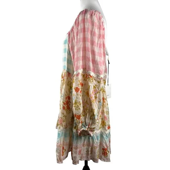 SPELL Women's Tunic Dress Pastel Floral Smocking Long Sleeve 233113N Size L - Picture 4 of 15